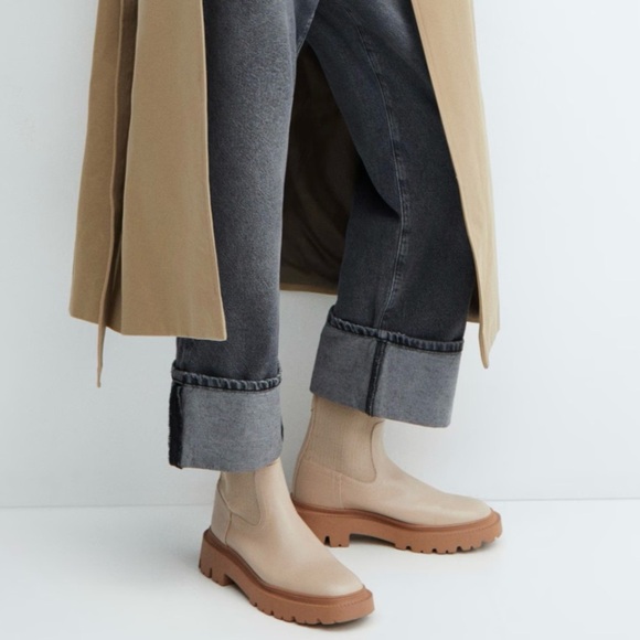 Mango Platform Track-Sole Ankle Boots Ecru Ivory Women’s Size EU 38 US 7.5 - Picture 5 of 12